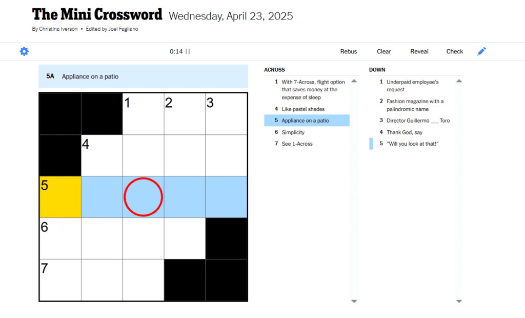ny times mini crossword answers